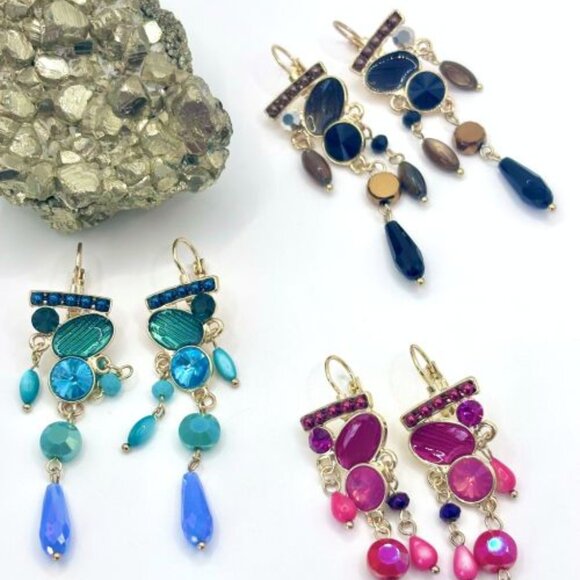 Elegant Black Copper Brown Faceted Beads Beaded Tassels Dangle Earrings New - Picture 5 of 5